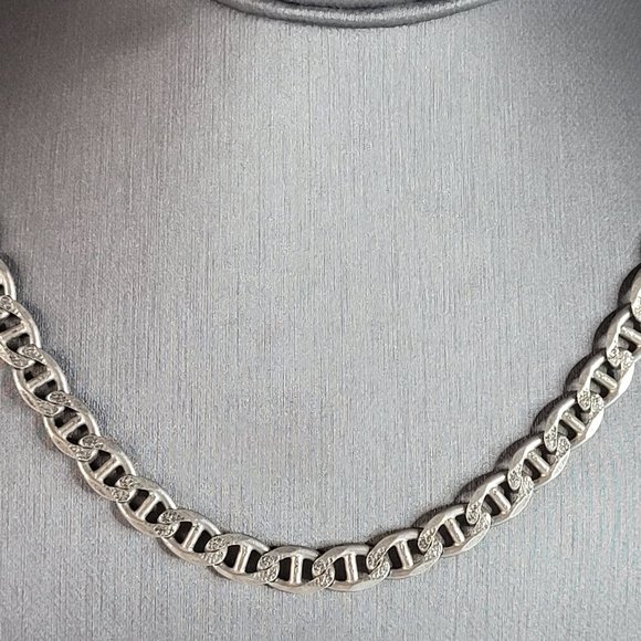 Mens Vintage Estate Sterling Silver Reversible Chain Link Necklace 46.3g E6994